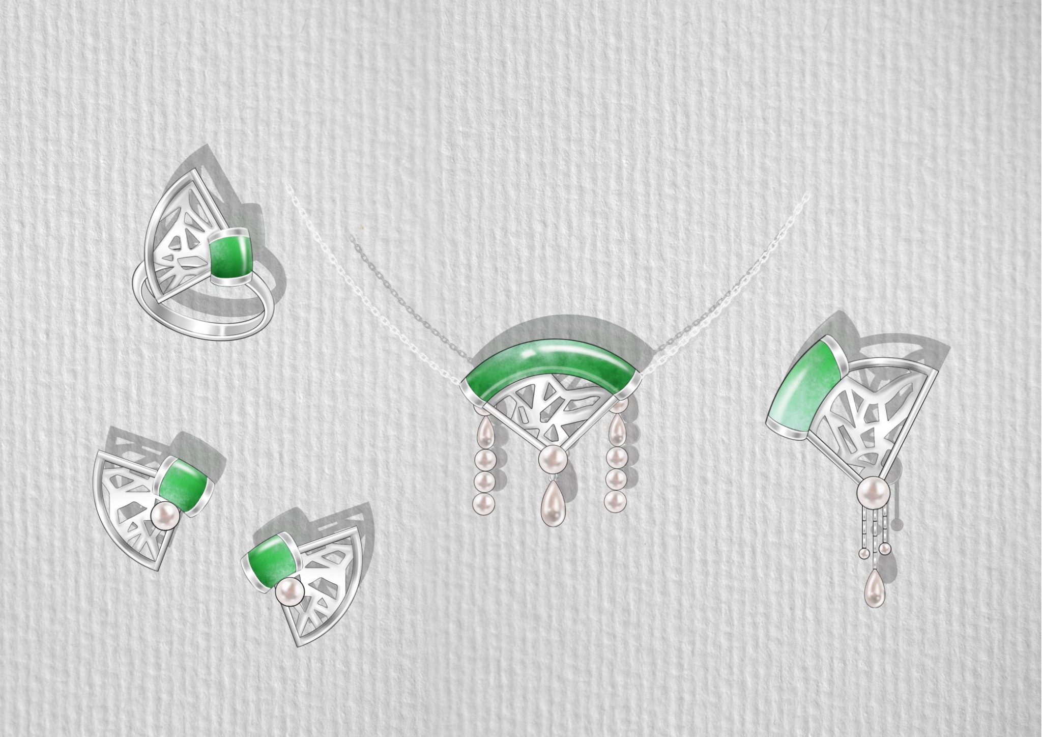 Unrealised contemporary jade jewellery proposals