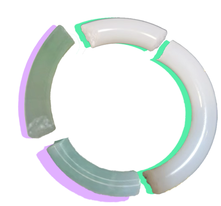 Circular composition of reused jade fragments